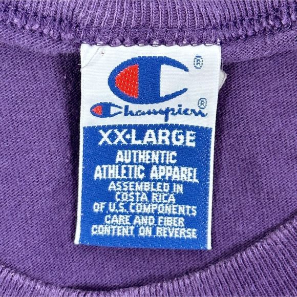 Vintage Champion Authentic Apparel Purple Blank Crew Neck Long Sleeve Tee - XXL - Picture 3 of 3